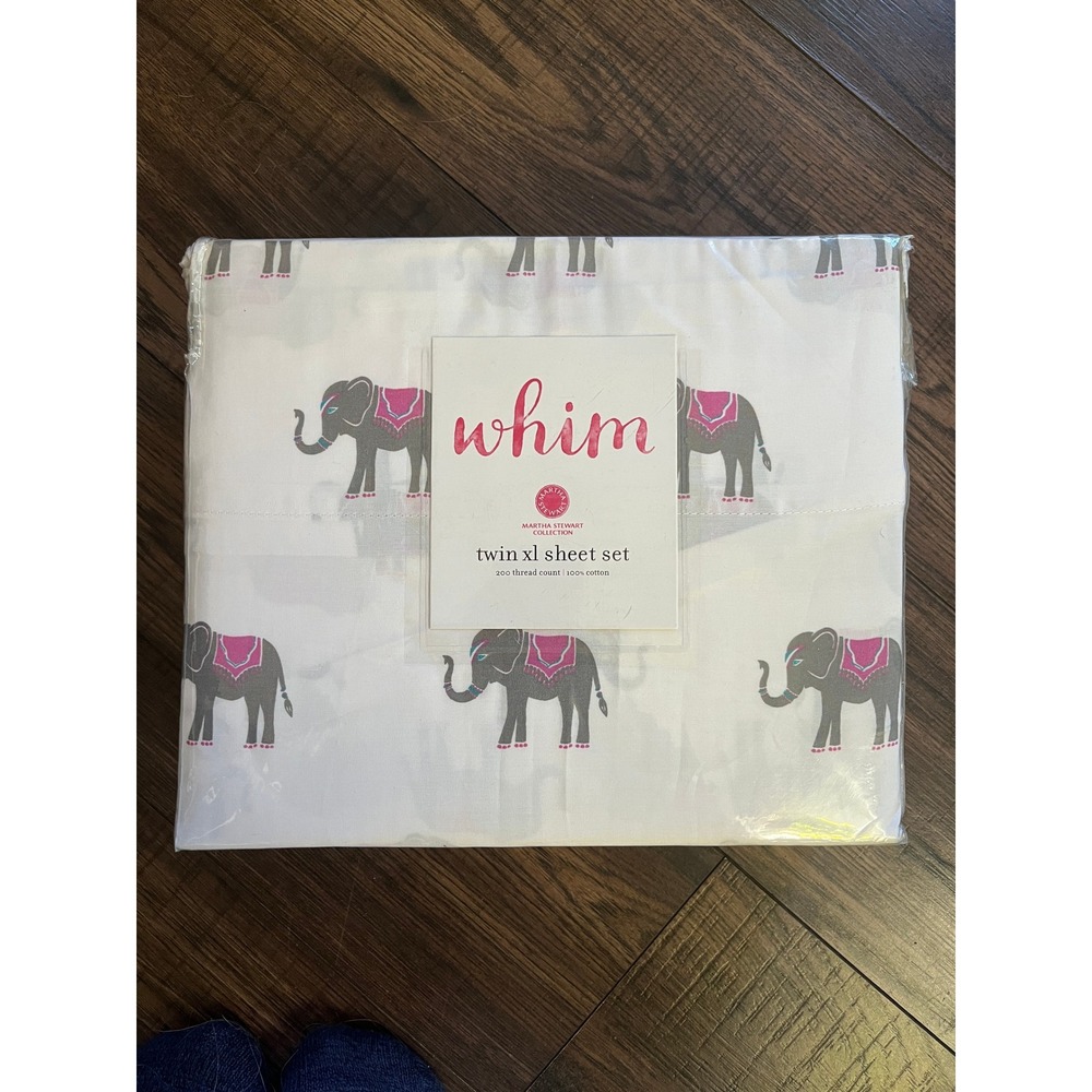 Martha Stewart Whim Elephant Print Cotton Sheet Set TWIN XL‎ Boho TRUNK SHOW NEW